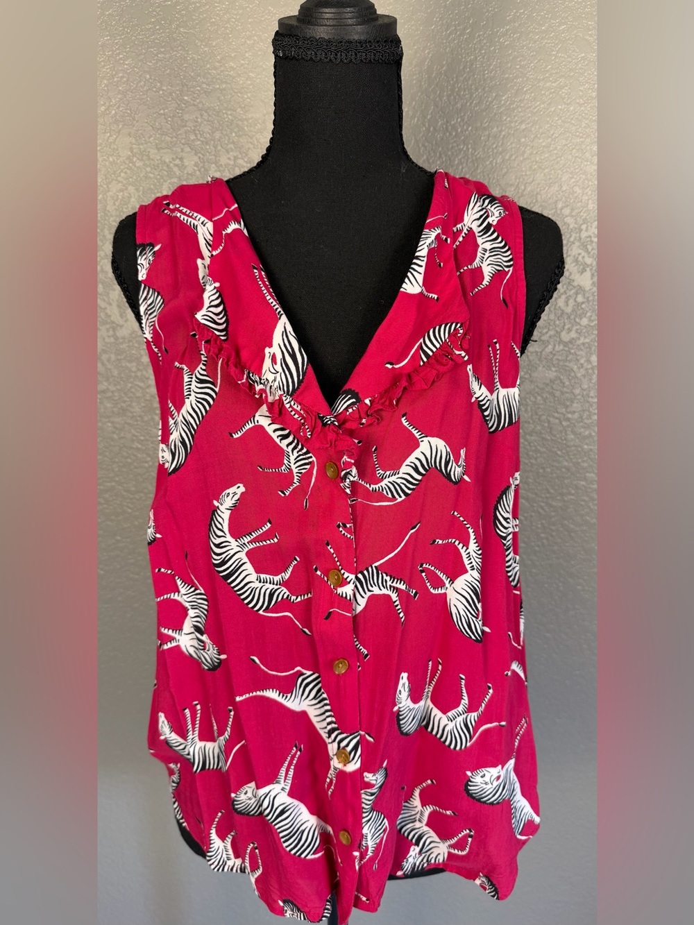 Maeve for Anthropologie Audrey zebra print ruffle top